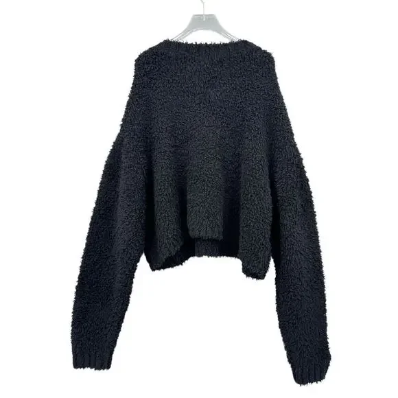 Shoreditch Ski Club NWT Rocky Cropped Crew Neck Wool Blend Relaxed Fuzzy Sweater